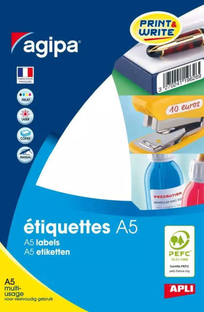 [Ref:100318-6] AGIPA Lot de 6 Etuis A5 ( 16F ) de 16 étiquettes multi-usage