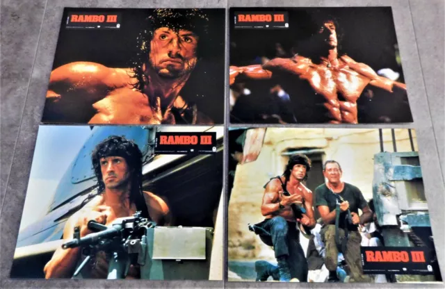 Rambo III *12 Original French Lobby Cards 9x11 *1988 Stallone