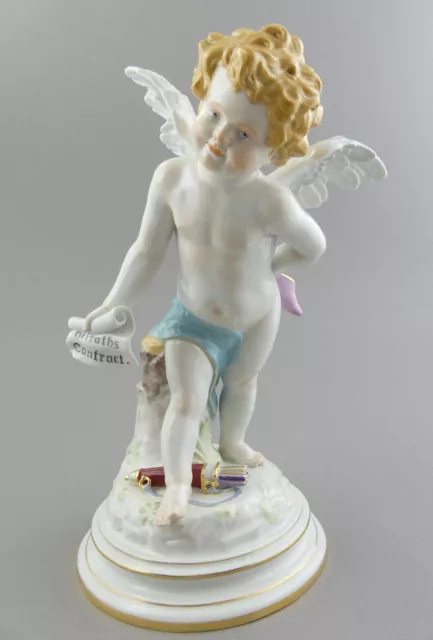 große Figur Amor Heiratskontrakt + Brautschuh TOP H.29cm  Putto Cherub Meissen