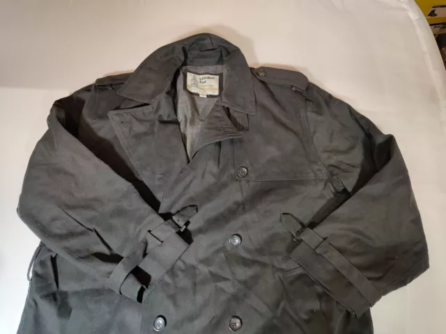 LONDON FOG HERITAGE MEN'S ICONIC BELTED TRENCH COAT BELTED sz 44 SHORT BLACK 2