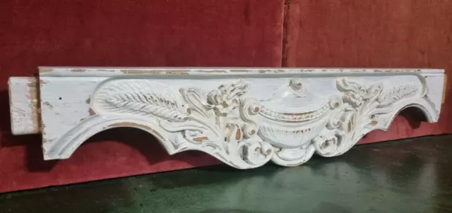 Scroll leaves corn tureen carving Pediment Antique french architectural salvage