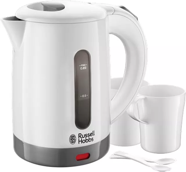 Elektrischer Reisewasserkocher 1000 W Russell Hobbs 23840 Kompaktkrug 0,85 Liter weiß