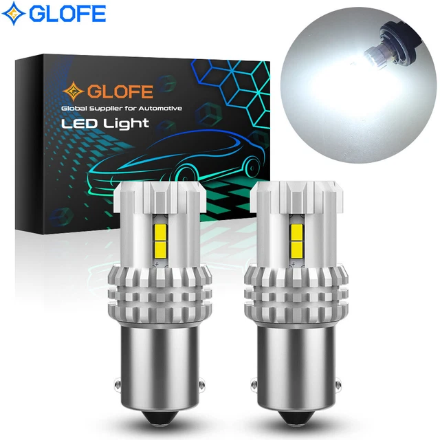2Pcs GLOFE 6000K White LED 1156 BA15S P21W Reverse Backup Light Bulbs Bright DRL
