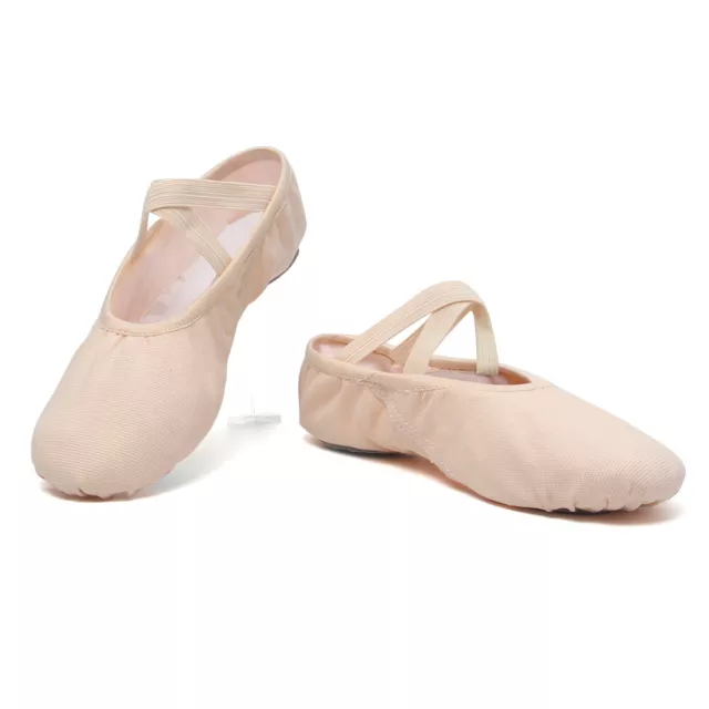 Ballet Shoes Kids Girls JAZZ Dance Canvas Split Sole Flats Child & Adult Sizes 3