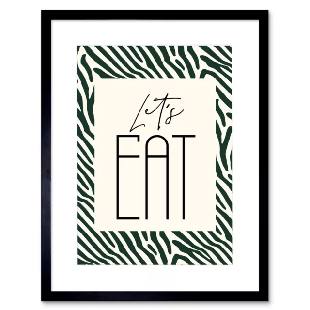 Kitchen Zebra Lets Eat Typography Framed Wall Art Print 12X16 In