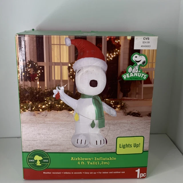 GEMMY PEANUTS 4FT Light Up Snoopy Christmas Airblown Inflatable 2011 £