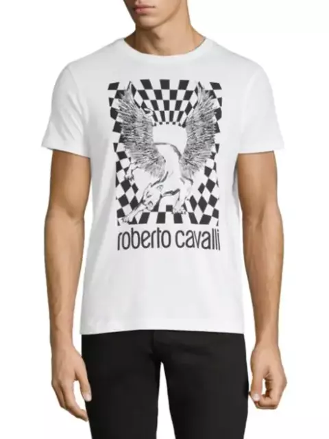 ROBERTO CAVALLI White graphic T-shirt 100% Cotton - Size XL