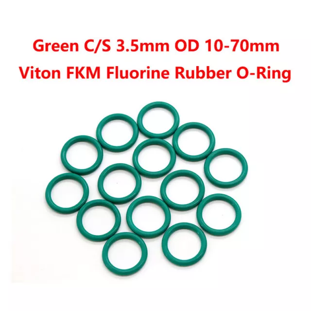 Green C/S 3.5mm OD 10mm-70mm Viton FKM Fluorine Rubber O-Ring Oil Seals Washer