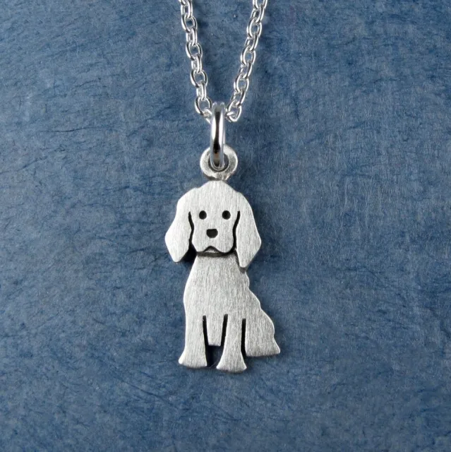 Tiny Cocker Spaniel pendant with necklace - all sterling silver
