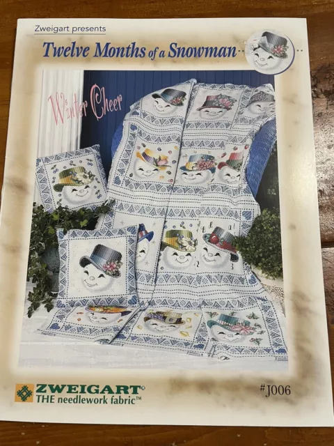 ZWEIGART PRESENTS 12 MONTHS SNOWMAN Color Cross Stitch Pattern Book J006 USED 2