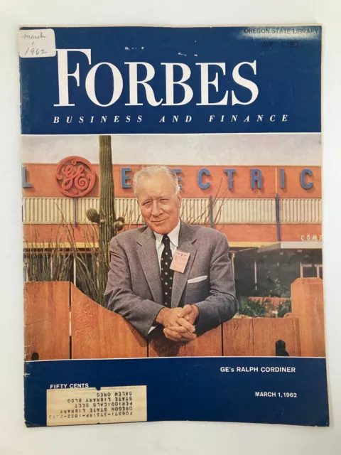VTG Forbes Magazine March 1 1962 G.E. Electric's Ralph Cordiner