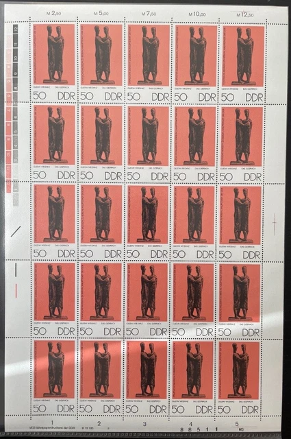 DDR, MiNr. 2145 DV DWD II Zähnung L kompletter Bogen FNr. II postfrisch Druckver
