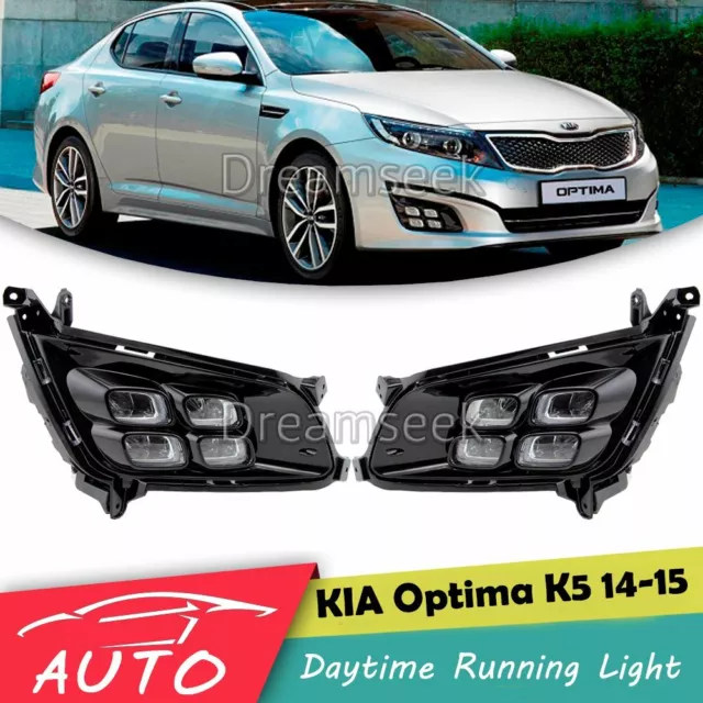 Paire LED DRL Lumière Pour Kia Optima K5 2014 2015 Diurne Feux Jour Fog Lampe