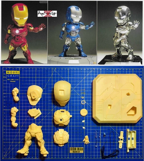 ANIME MODEL KIT Iron Man Mark Iv + Base Led Sd Scale Resin Kit EUR