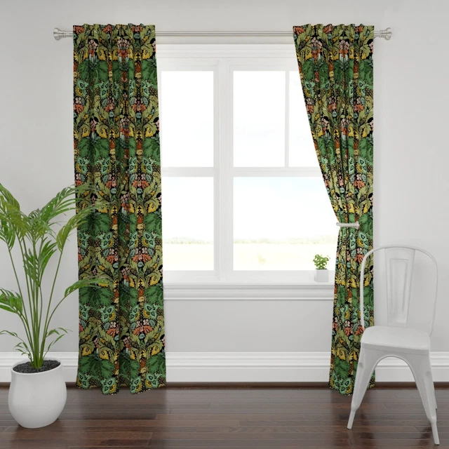 Modern Victorian Art Deco Jungle Foliage 50" Wide Curtain Panel by Spoonflower