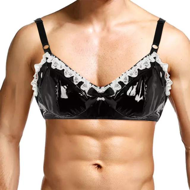 MEN TRAINING BRA Male Sissy CrossDress Lace Bras Ladyboy Shiny Tops  Underwear XL £1.55 - PicClick UK
