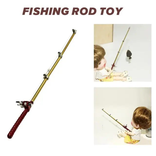 Toy Fishing Rod Doll House Fishing Rod Mini Fishing Statue Toy Cake Rod F9V3