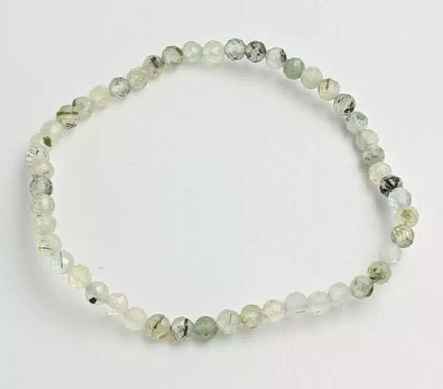 BRACELET EN PIERRE NATURELLE PRÉHNITE A FACETTES bijoux chakra perle 4mm