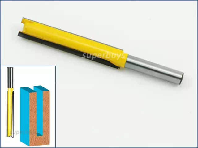 50mm Long 1/4 Shank x 2" Straight Router Bit Dual Blade Wood Carving Cutter Tool