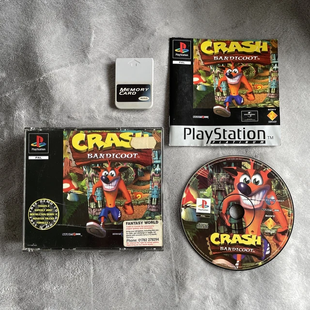 CRASH BANDICOOT PLAYSTATION 1 PS1 Big Box With 100 Complete Memory