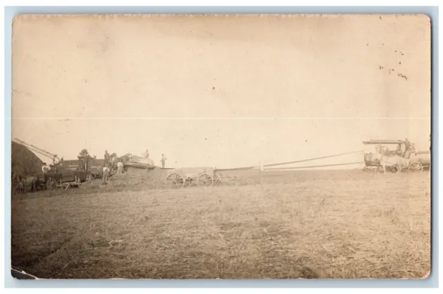 Ceresco Nebraska NE Postcard RPPC Photo Threshing Farming 1911 Posted Antique