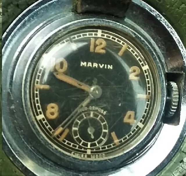 MARVIN Tire Watch PNEUMATICO GROSSO  54 mm vintage Swiss; Man’s 1940-60 DIAL MLI 3