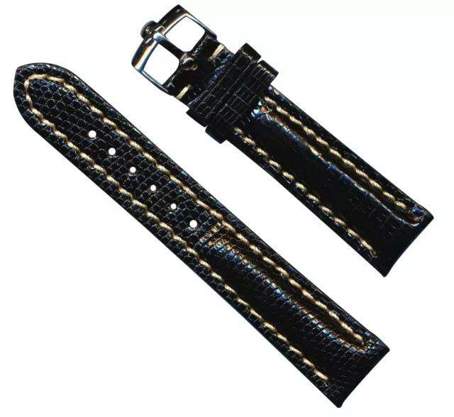 20mm GENUINE LIZARD VERY PADDED MB BAND STRAP WS & GENUINE OMEGA STEEL BUCKLE