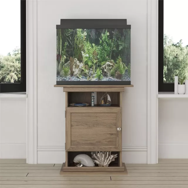 10/20 Gallon Aquarium Stand Fish Tank Stand w/ Storage Cabinet Shelf Rustic Oak