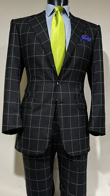 Polo Ralph Lauren Purple Label Mens Wool Cashmere Window Pane 3pc Vest Suit 38 R