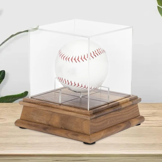 Boîte De Présentation Pour Balles De Baseball - Acrylique Transparent + Base Bois - 12,7x12x12 Cm - Protège Et Expose