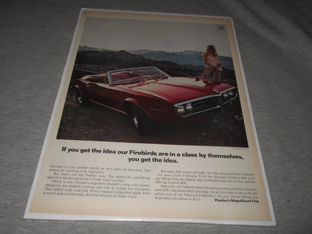 1967 Pontiac Firebird 400-Red Convertible Car-Original Large Print Ad