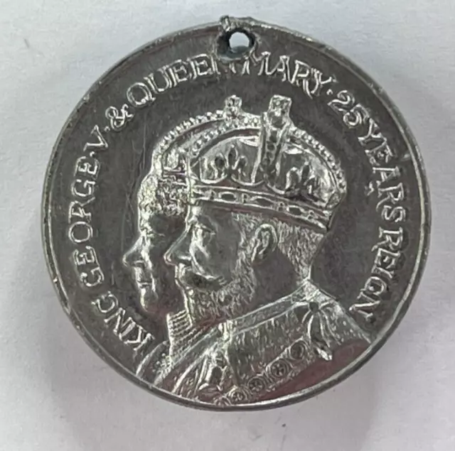 1935 King George V Silver Jubilee Medal issued By Leigh Council pewter 32 mm dia