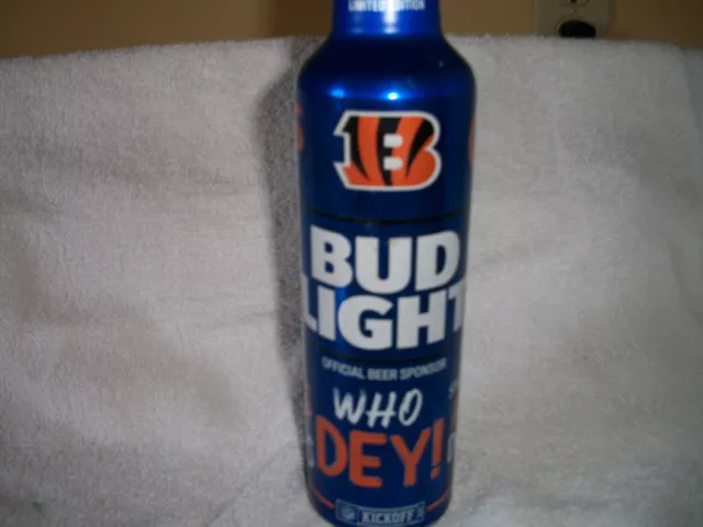 Bud Light Who Dey Cincinnati Bengals Collectible EMPTY aluminum bottle .