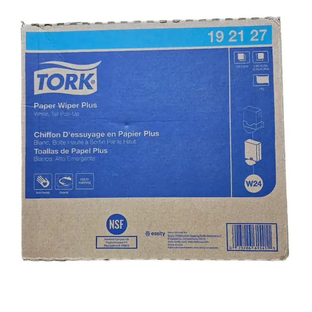 TORK White Paper Wipers Plus 100 Count Pop Up Box Multipurpose Use 9" X 16" Shop
