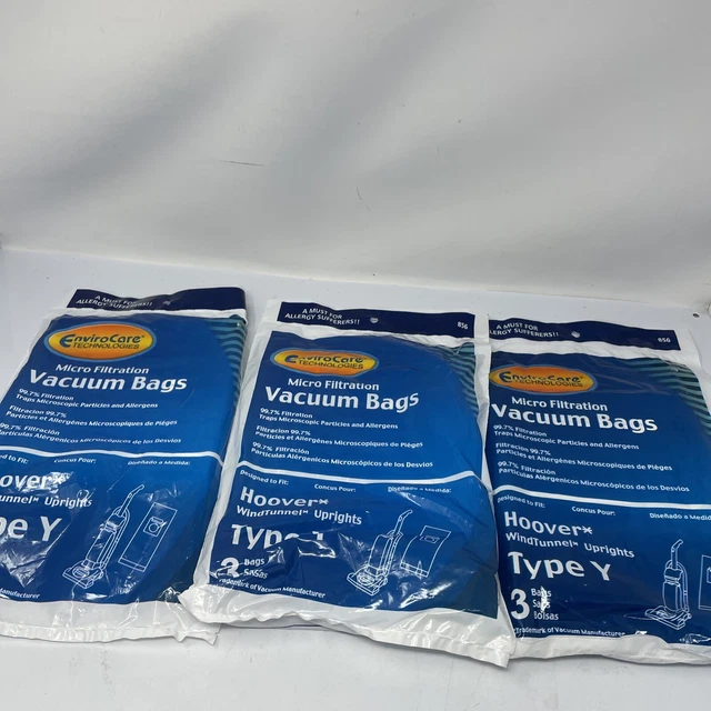6 HOOVER ALLERGY Vacuum Type Y Bags, WindTunnel Upright Vacuum Cleaners