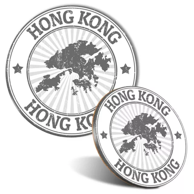 Mouse Mat & Coaster Set - BW - Hong Kong Travel Map China Tourism  #40031