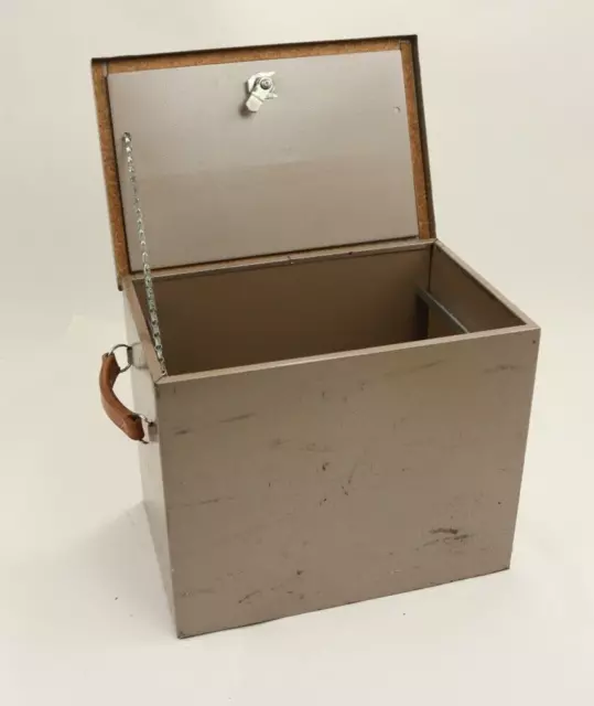 Vintage Chest Steel Metal Storage Safe Box Lock Box Ammo Tools Documents w/ Key