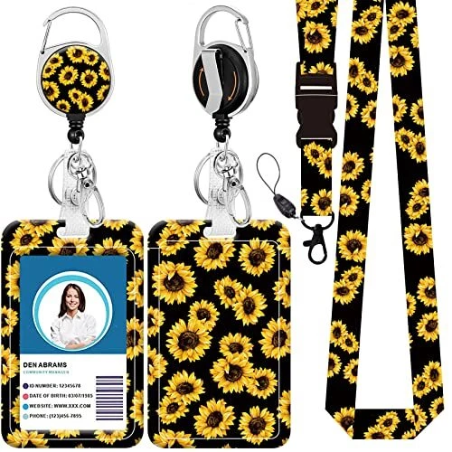 ID Badge Holder with Lanyard, Retractable Badge Reel Clip, Card Name Tag Lany...