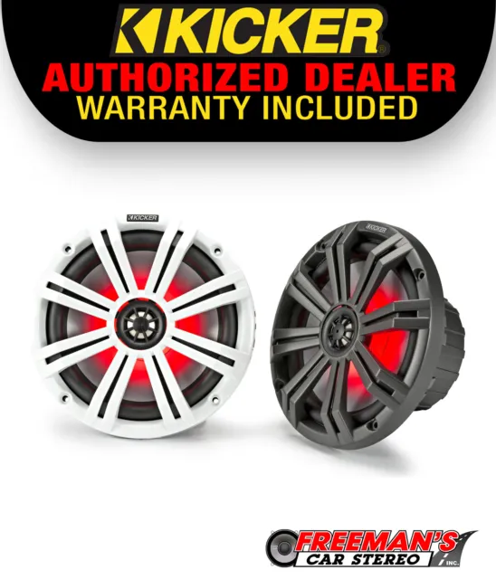 Kicker 45KM84L 8" Full Range Marine Boat Speakers Pair with RGB LED Lighting