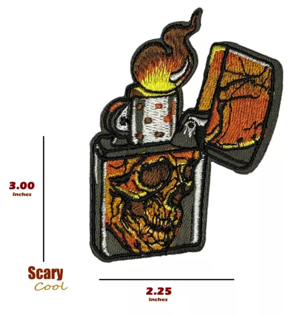 NEW SKULL LIGHTER Flames Motorcycle Embroidered Biker Iron On Patch $7. ...