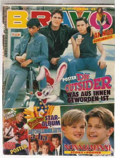 Bravo , Nr.4/1989,Akzeptabel,+Fehlseiten, mit:A-HA -AK,Star-ALBUM:Roger Rabbitt,