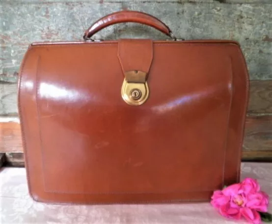 Vintage Leather Briefcase Falk & Co Nsw Top Grain Hide Brown Bag Attache Case