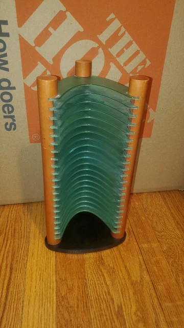 Blue Green Wood CD Tower Rack Storage Holder Organizer HOLDS 20