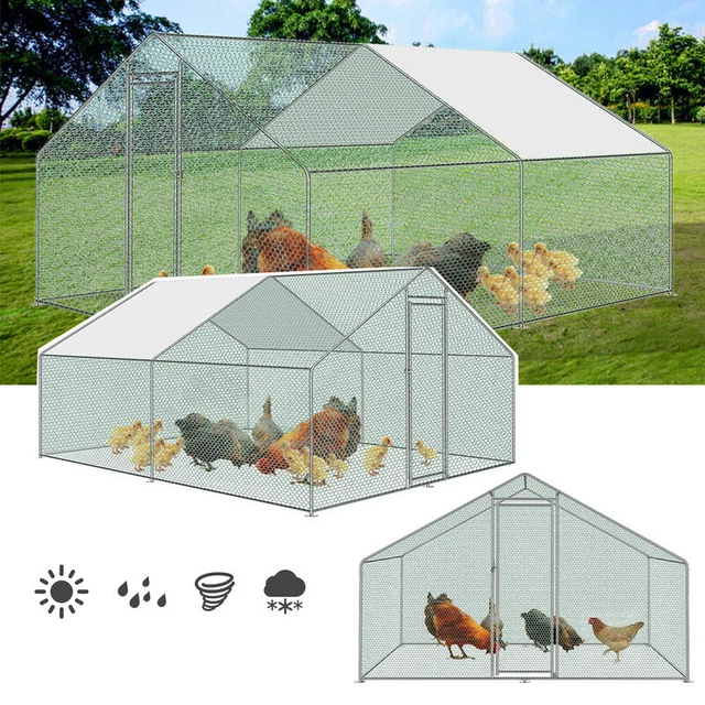 Produktbild von Hühnerstall Freilaufgehege 3x6 M – Verzinkter Stahl, UV-wasserdichtes Dach, Abschließbare Tür, Für Hühner & Kaninchen
