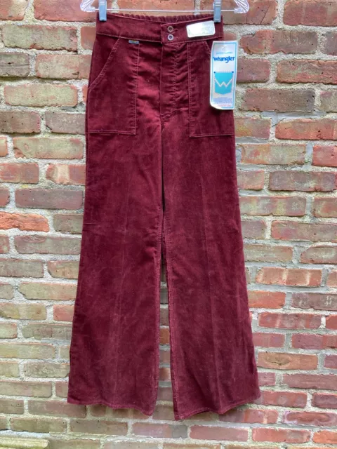 Wrangler high waist Bell bottom maroon corduroy junior miss pants deadstock 7/8