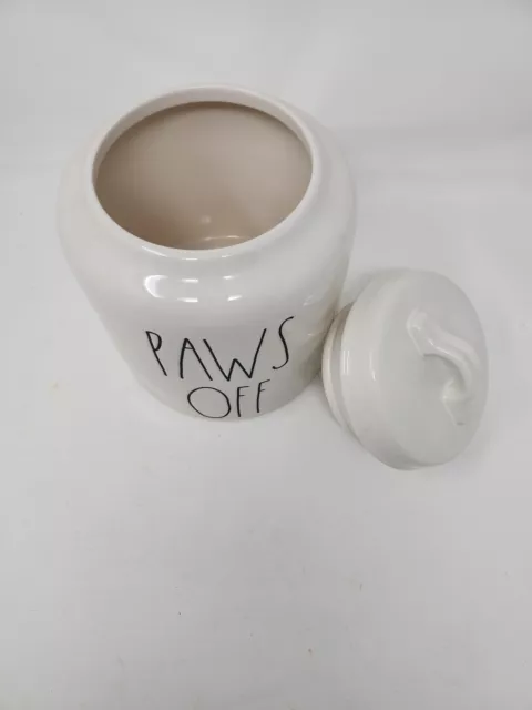 Rae Dunn Ceramic PAWS OFF Dog Pet Treat Canister Cookie Jar Storage New 3