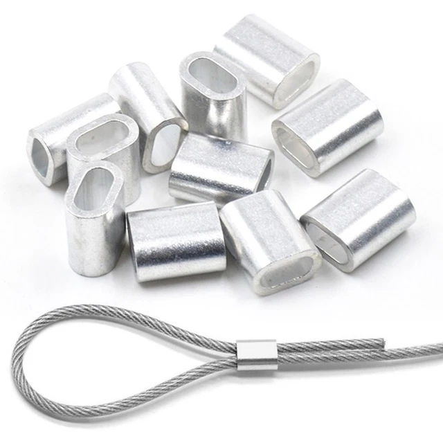 10-50Pcs Oval Crimp Sleeve Fixing Clip Wire Ferrules Cable Clip  Steel Wire Rope