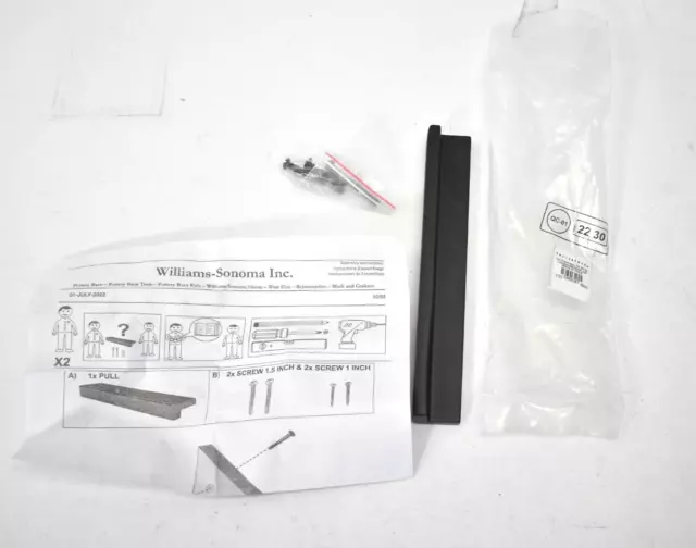 Pottery Barn Matte Black Linden Bin Pull 6" 5982567 w Hardware Screws Brass