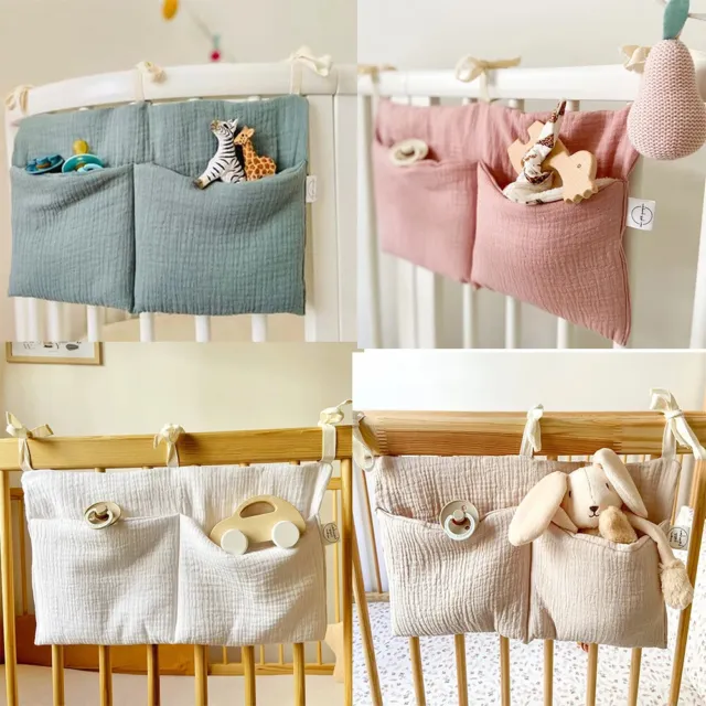 Baby Crib Organizer Cot Caddy Bed Storage Bag 2 Pockets Bedside Hanging