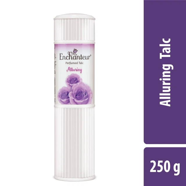 Polvo de talco perfumado Enchanteur atractivo con notas clásicas de rosas 250 gm
